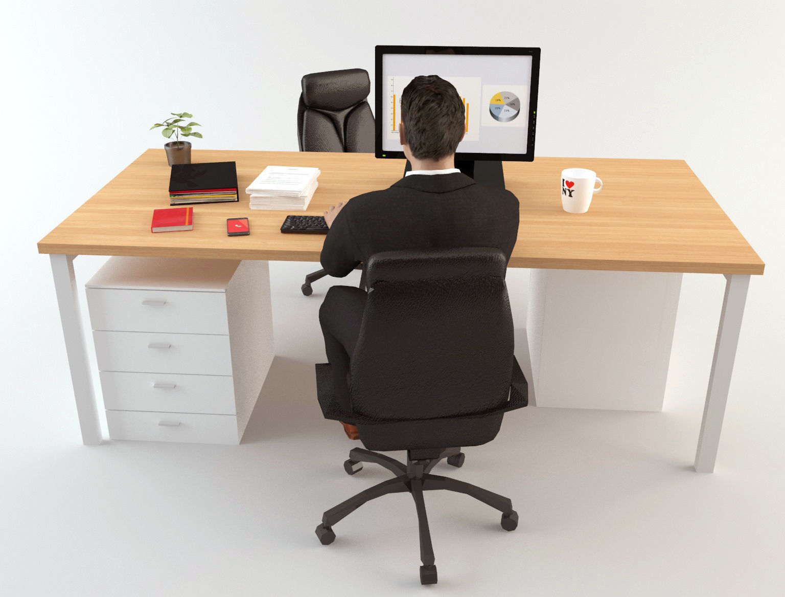 Office Scene 1 Low-poly 3D model_2