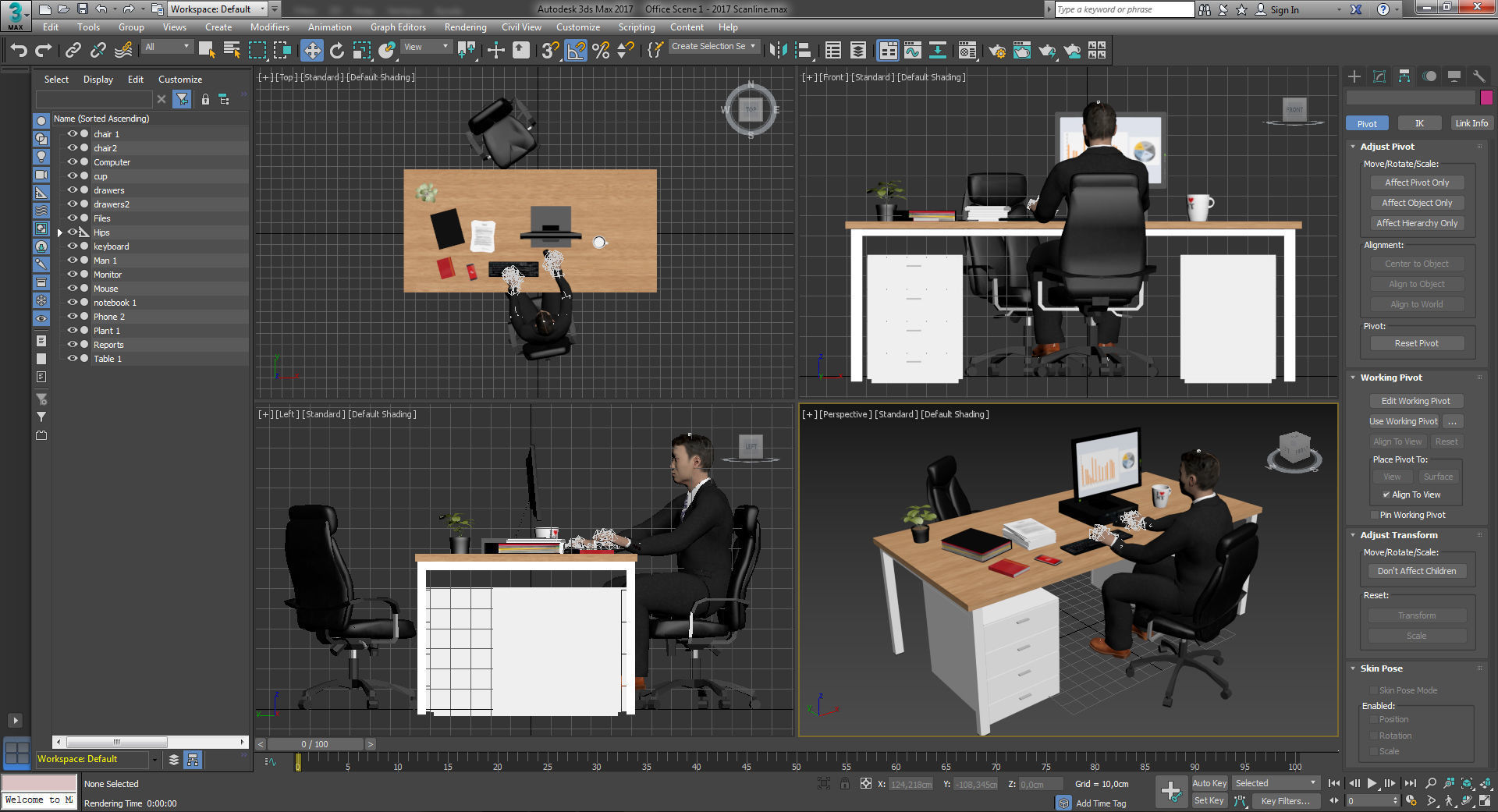 Office Scene 1 Low-poly 3D model_8