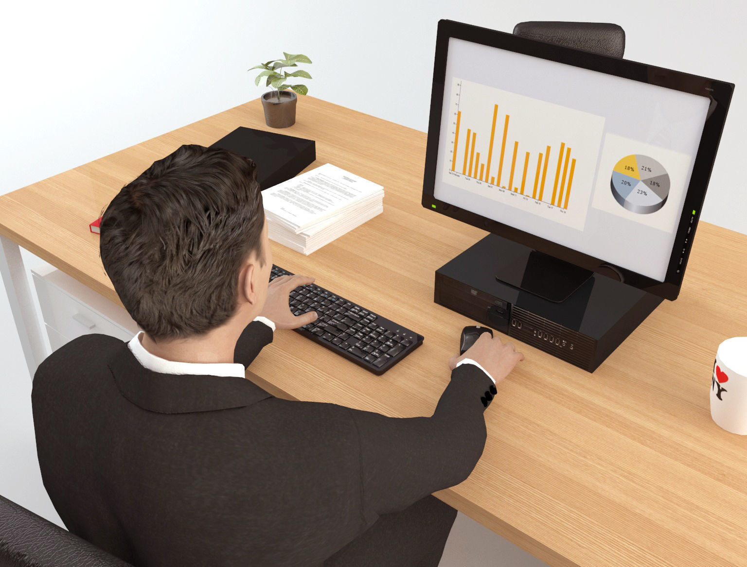 Office Scene 1 Low-poly 3D model_4