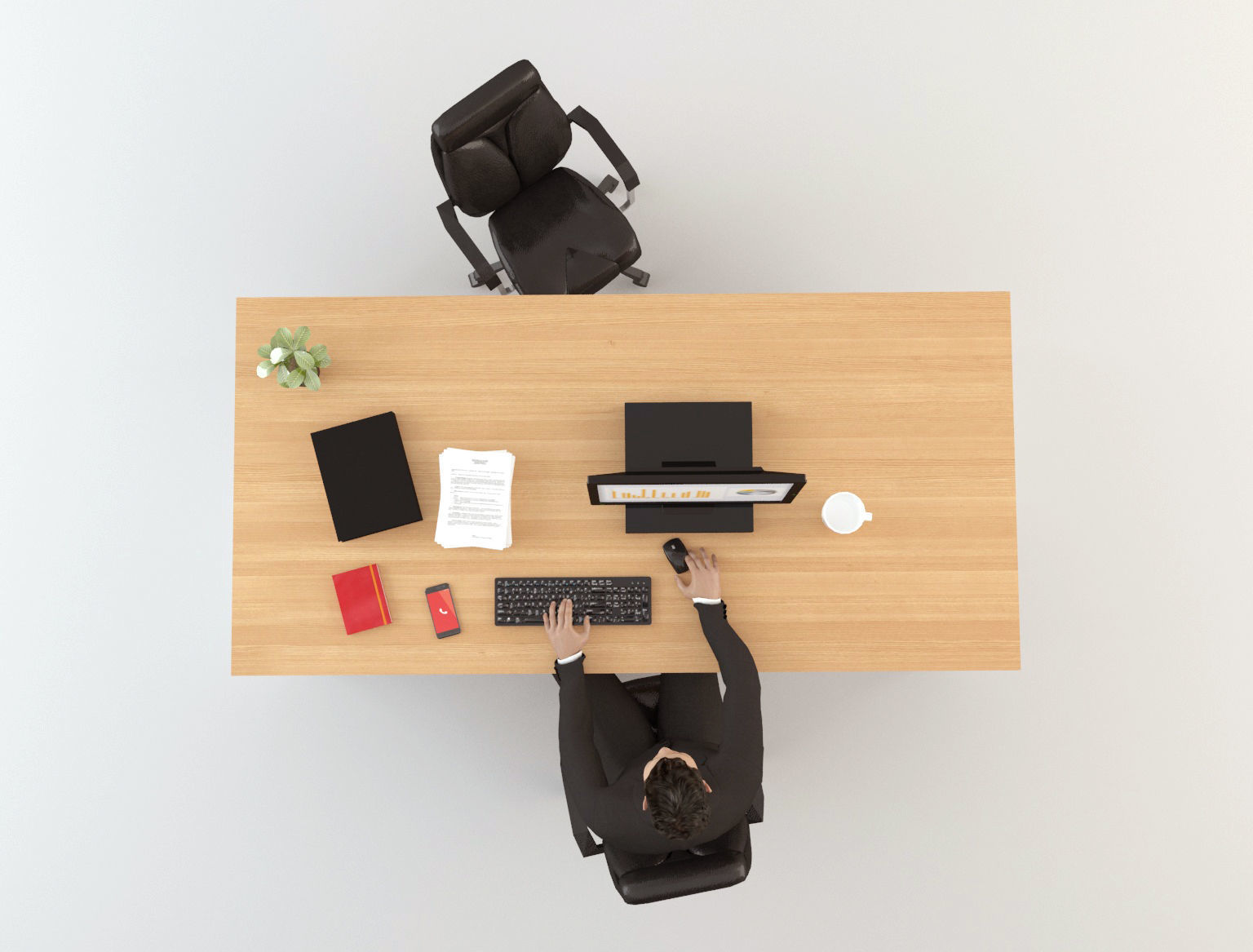 Office Scene 1 Low-poly 3D model_3