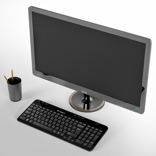 Monitor Benq VW2420H Keyboard Logitech K360 3D model