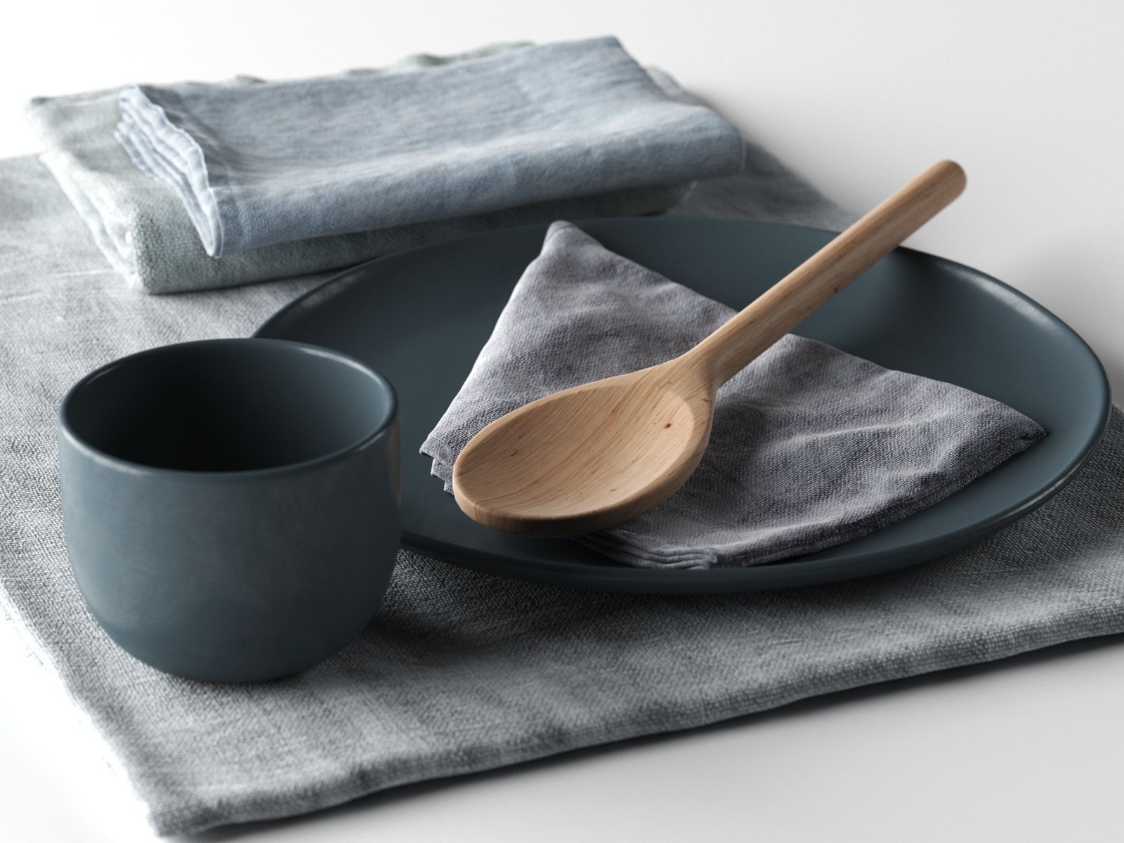 Napkins with Tableware 3D model_2