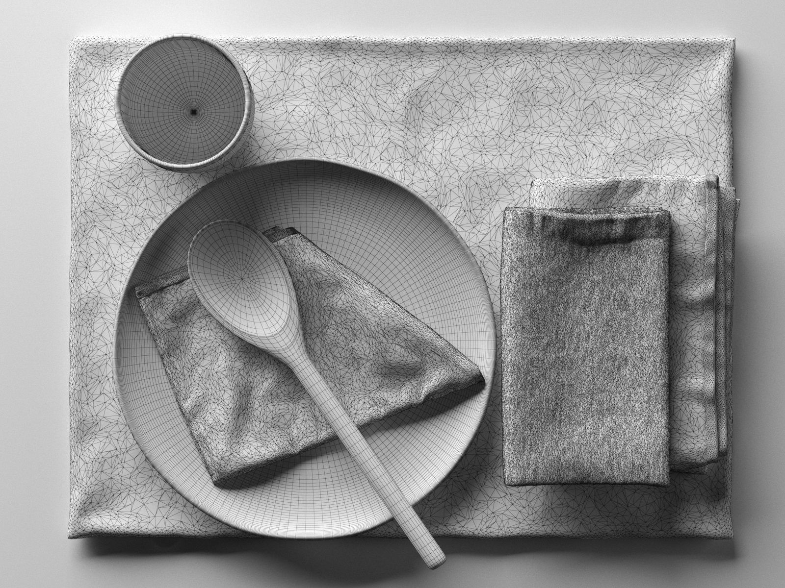 Napkins with Tableware 3D model_3