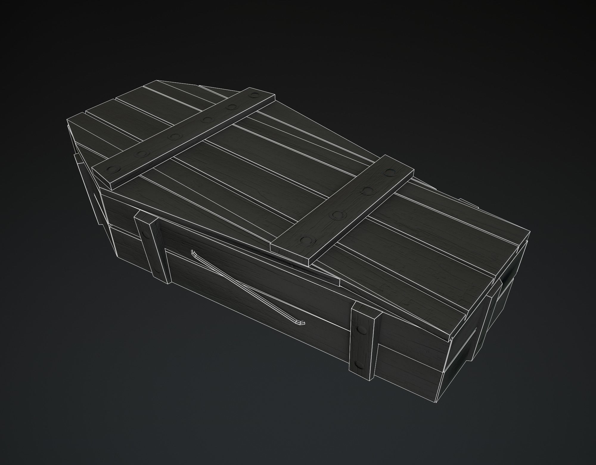 Wooden Coffin Low-poly 3D model_12