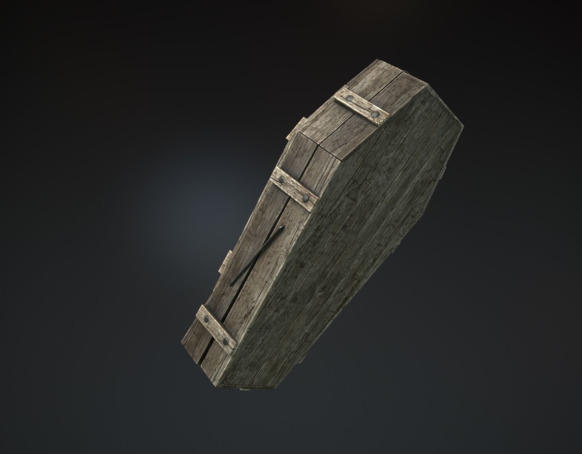 Wooden Coffin Low-poly 3D model_1