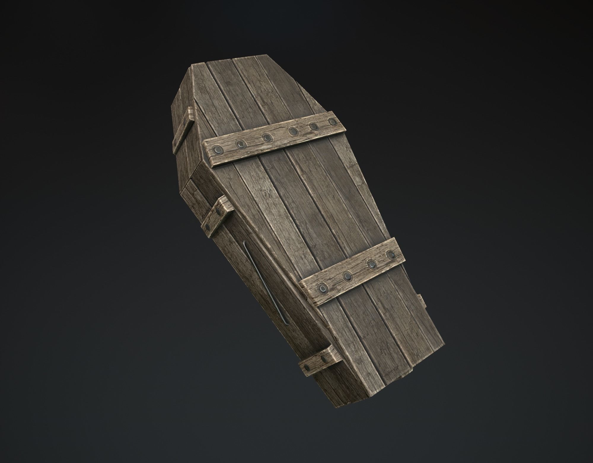 Wooden Coffin Low-poly 3D model_8