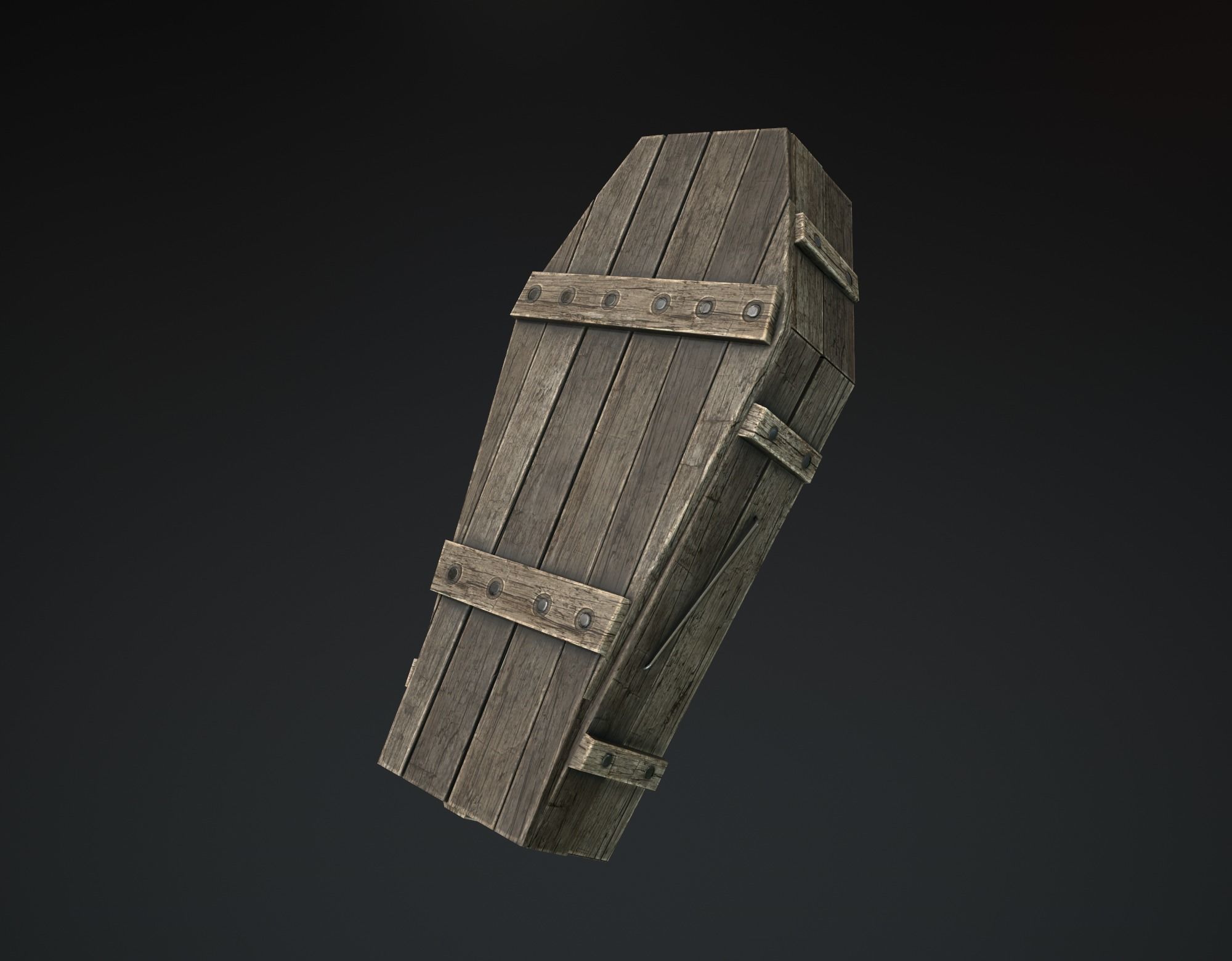 Wooden Coffin Low-poly 3D model_2