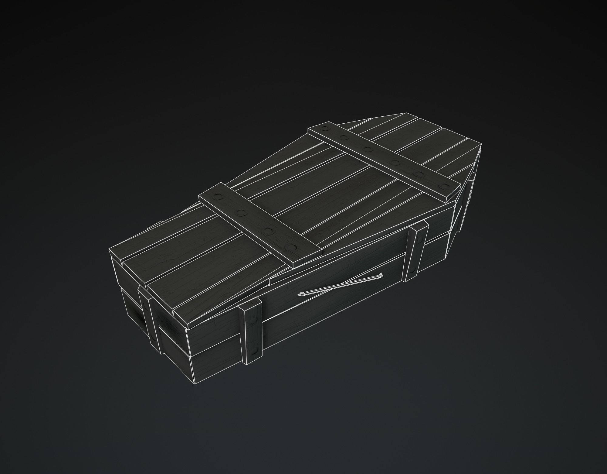 Wooden Coffin Low-poly 3D model_9