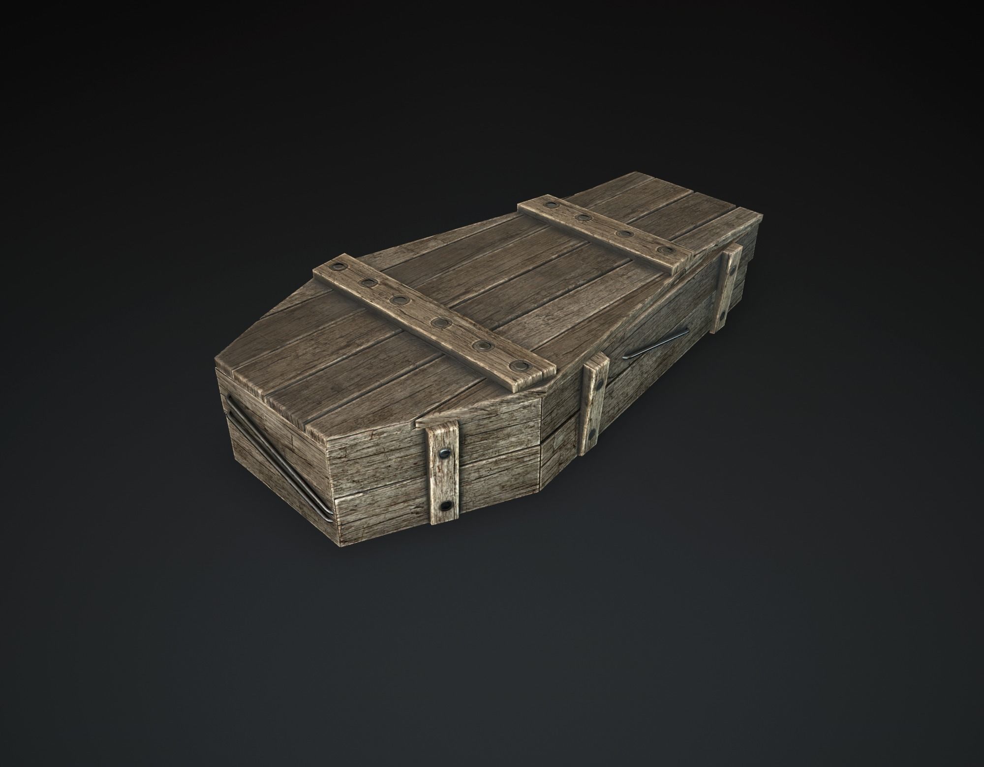 Wooden Coffin Low-poly 3D model_4
