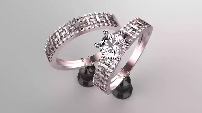 Solitair Ring with side 