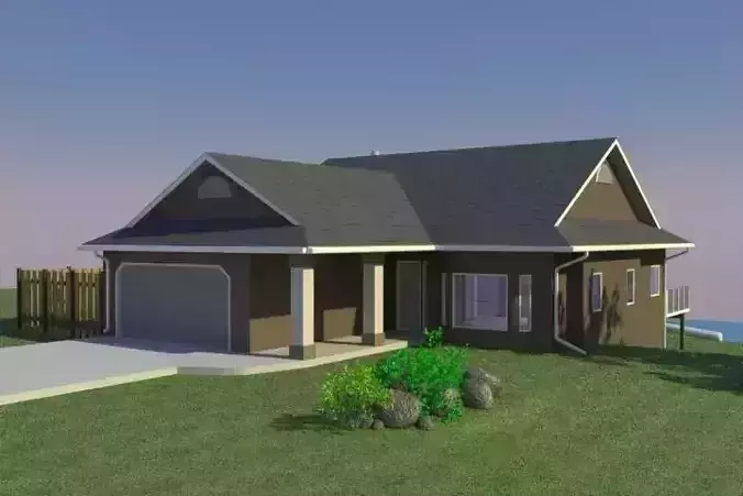 Home with Walkout Basement 3D model Home with Walkout Basement 3D model