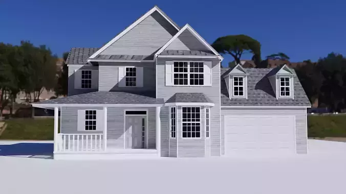 3d house uv unwrapped and textured Low-poly 3D model