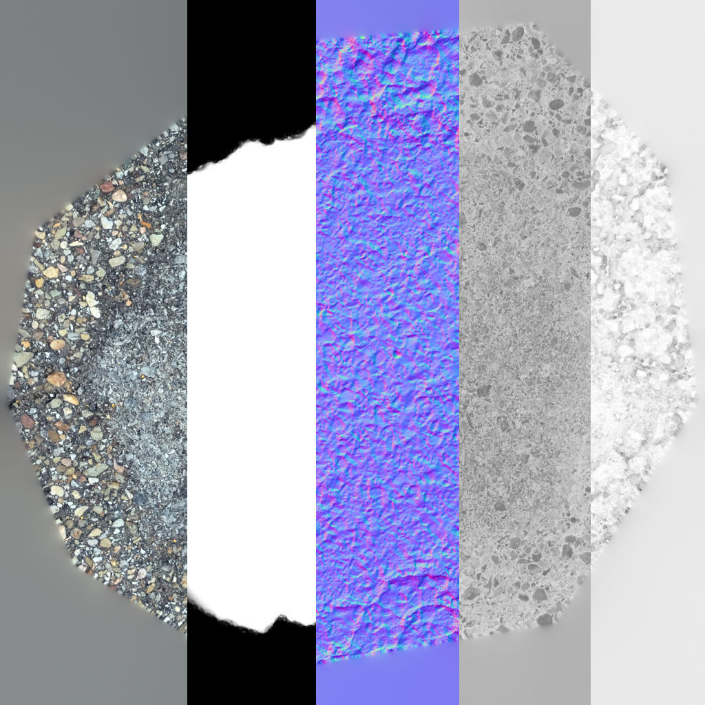 PBR Scanned Road Decals 5 Pack Texture_1