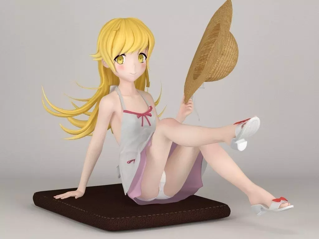 Shinobu Oshino anime girl pose 02 3D model