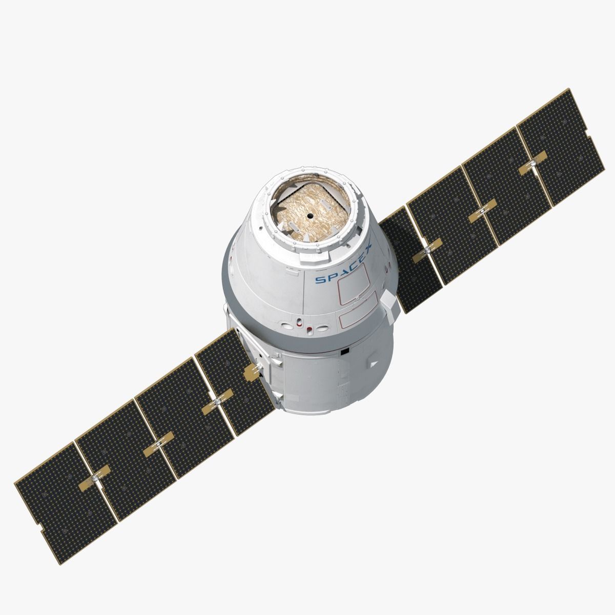 SpaceX Falcon 9 and Dragon Cargo Capsule 3D model_25