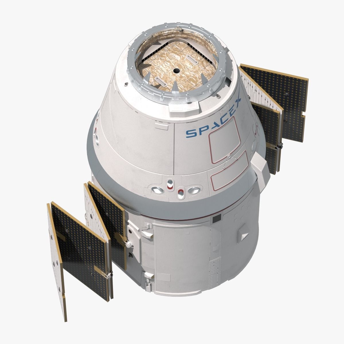 SpaceX Falcon 9 and Dragon Cargo Capsule 3D model_21
