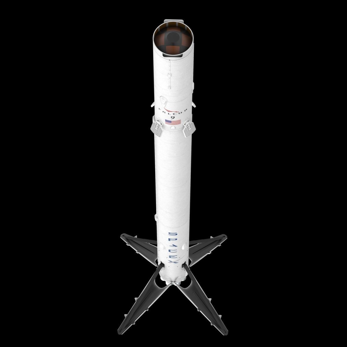 SpaceX Falcon 9 and Dragon Cargo Capsule 3D model_15