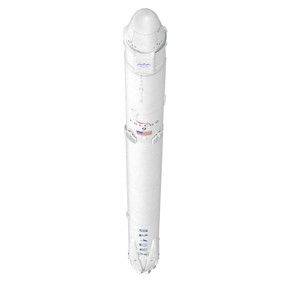 SpaceX Falcon 9 and Dragon Cargo Capsule 3D model_3