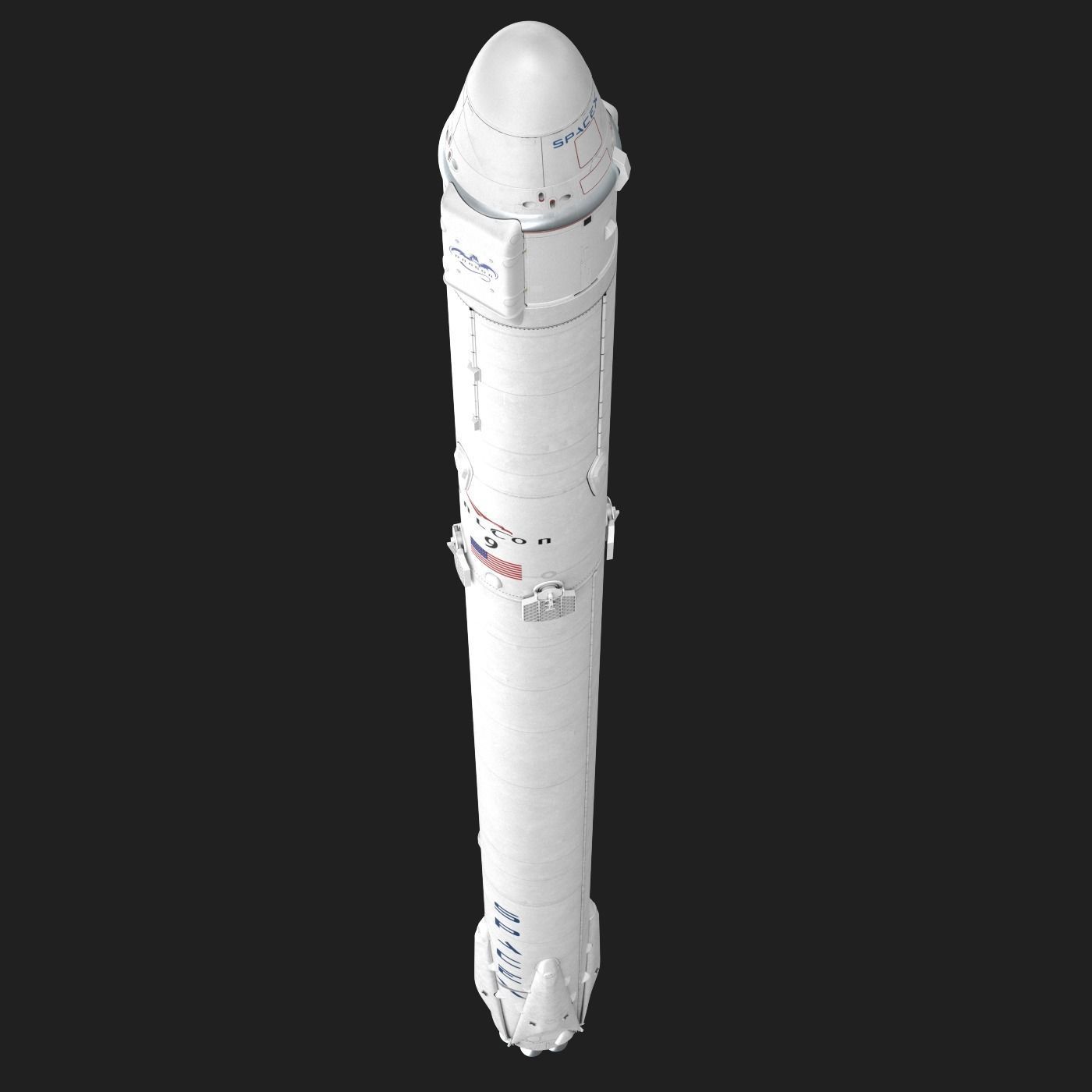 SpaceX Falcon 9 and Dragon Cargo Capsule 3D model_12