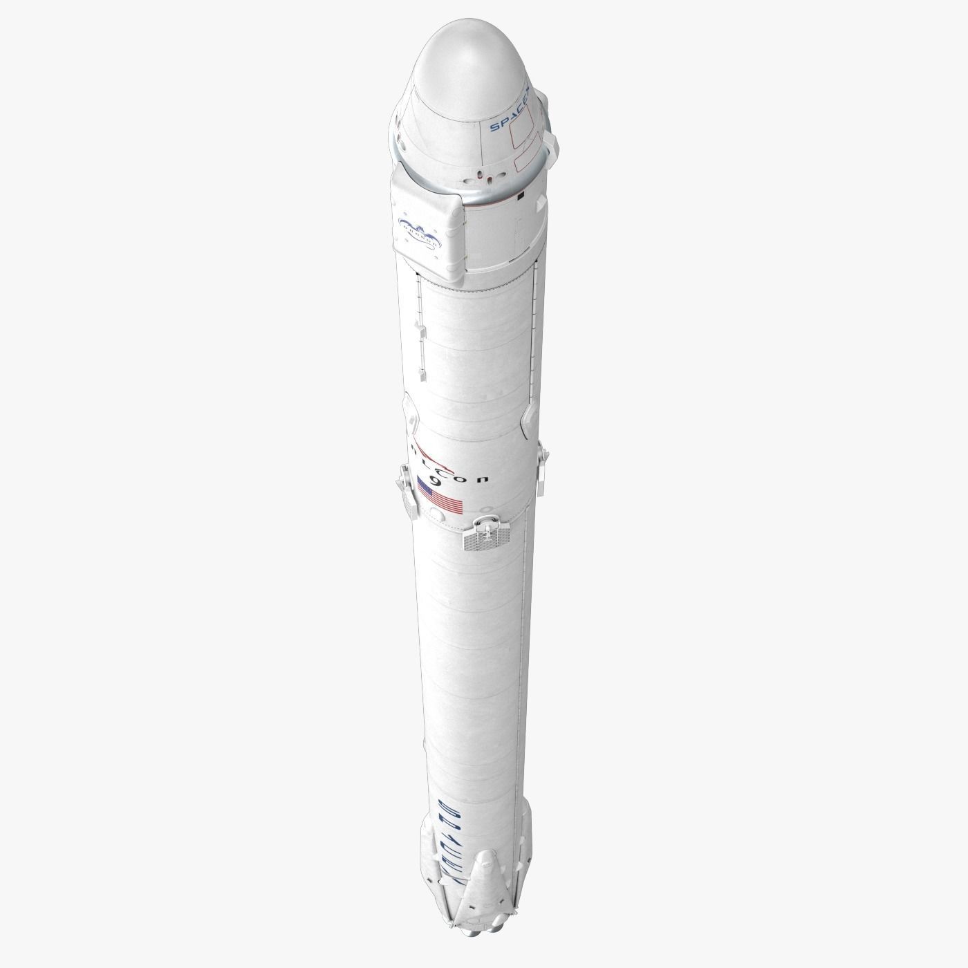 SpaceX Falcon 9 and Dragon Cargo Capsule 3D model_2