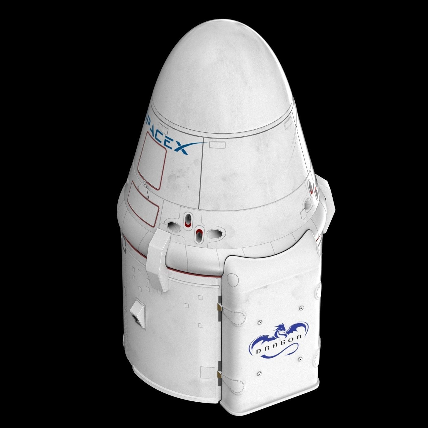 SpaceX Falcon 9 and Dragon Cargo Capsule 3D model_18