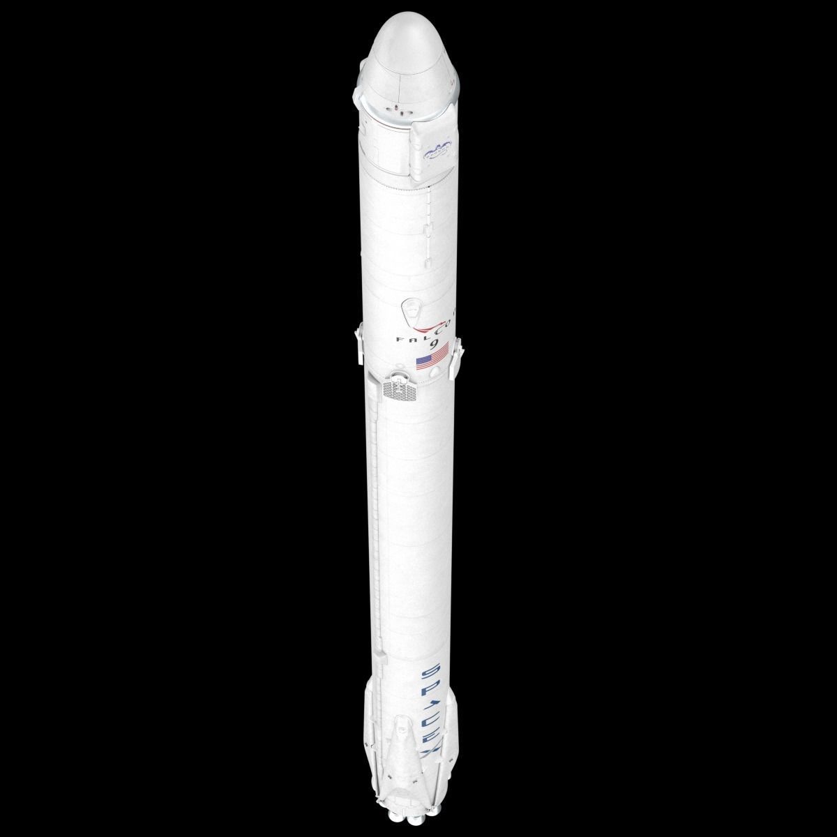 SpaceX Falcon 9 and Dragon Cargo Capsule 3D model_11