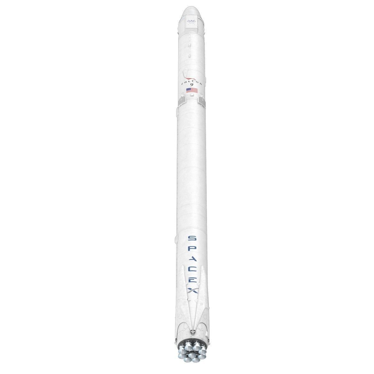 SpaceX Falcon 9 and Dragon Cargo Capsule 3D model_5