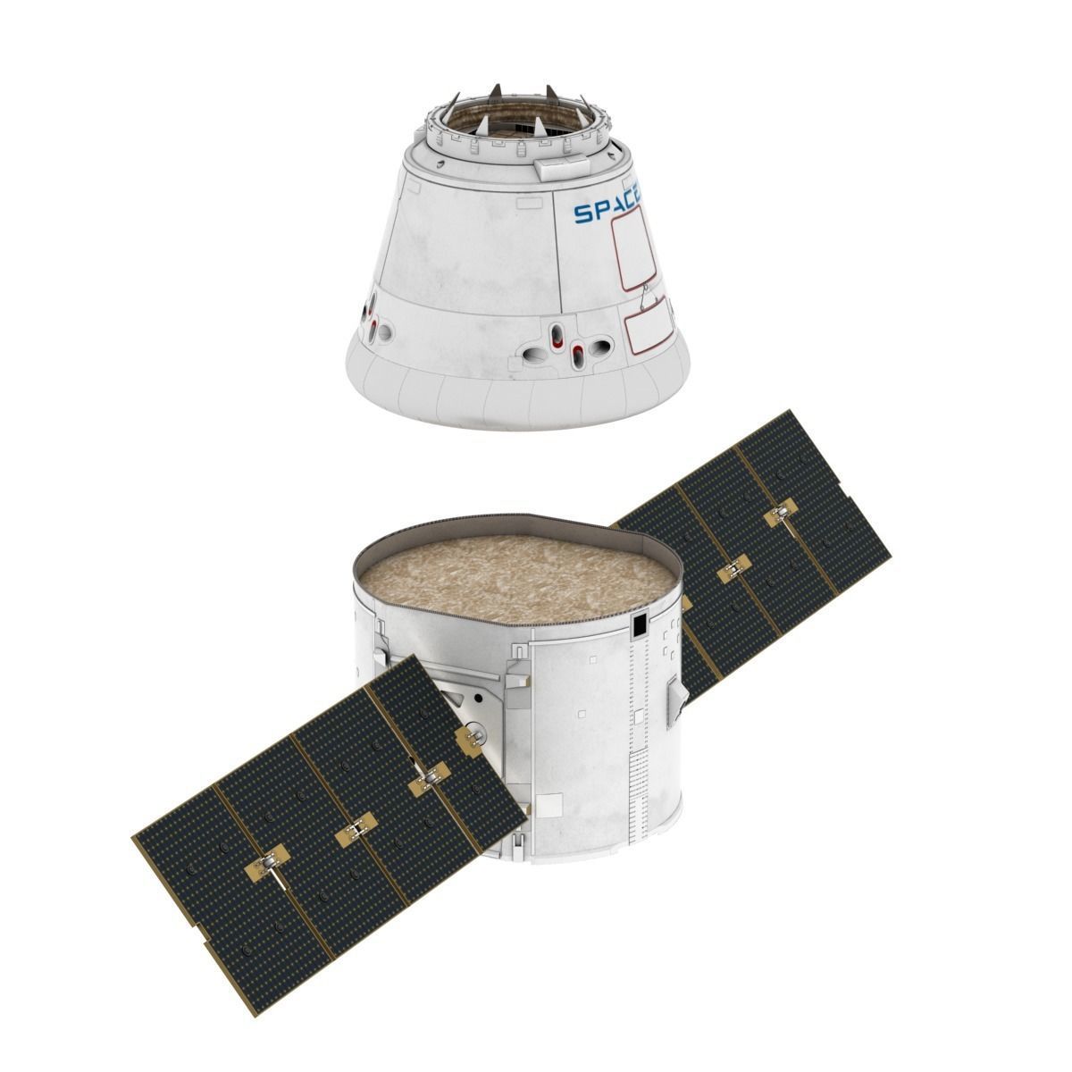 SpaceX Falcon 9 and Dragon Cargo Capsule 3D model_26