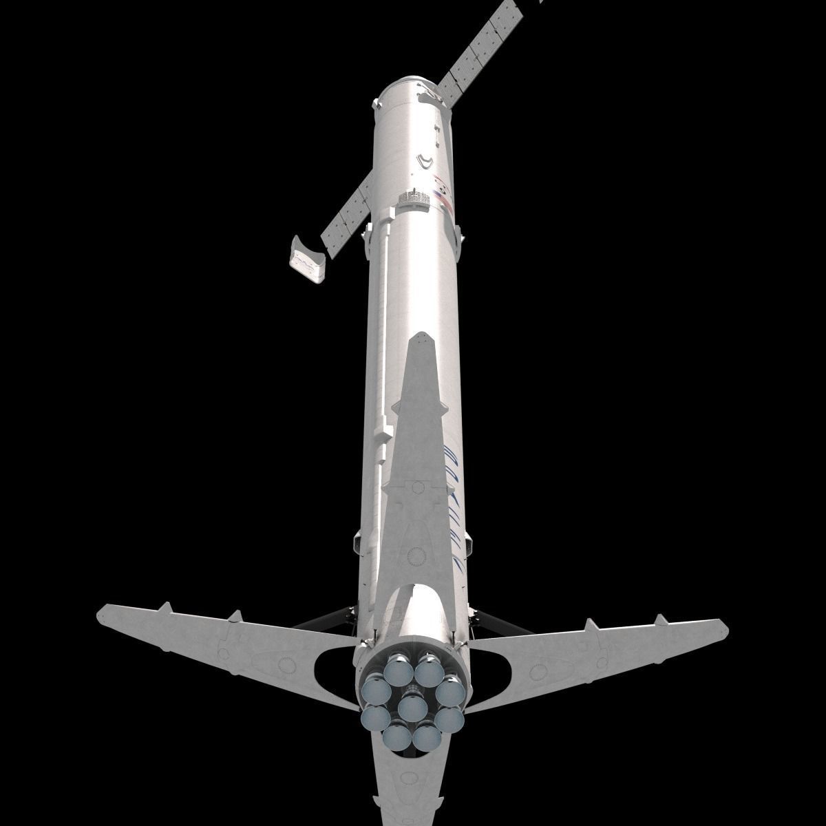 SpaceX Falcon 9 and Dragon Cargo Capsule 3D model_50