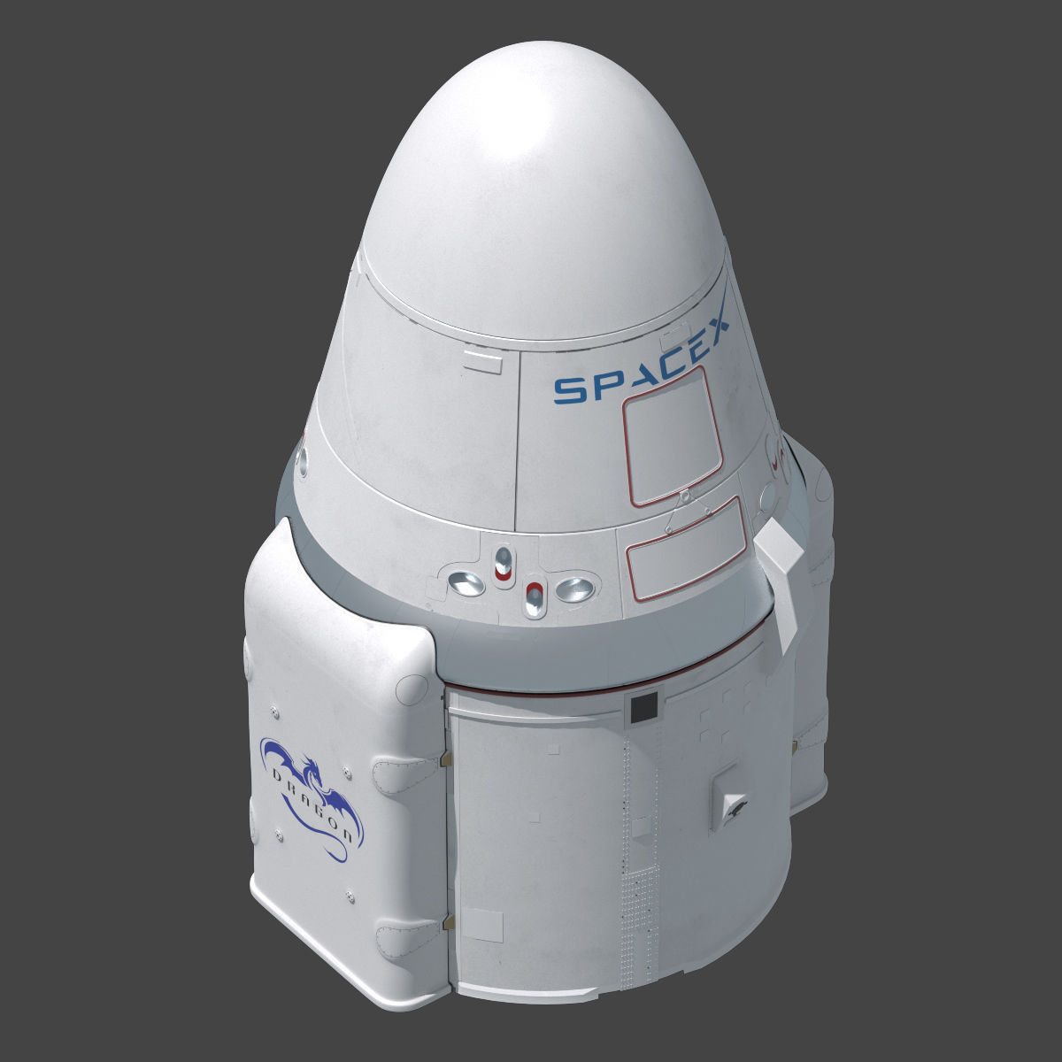 SpaceX Falcon 9 and Dragon Cargo Capsule 3D model_17