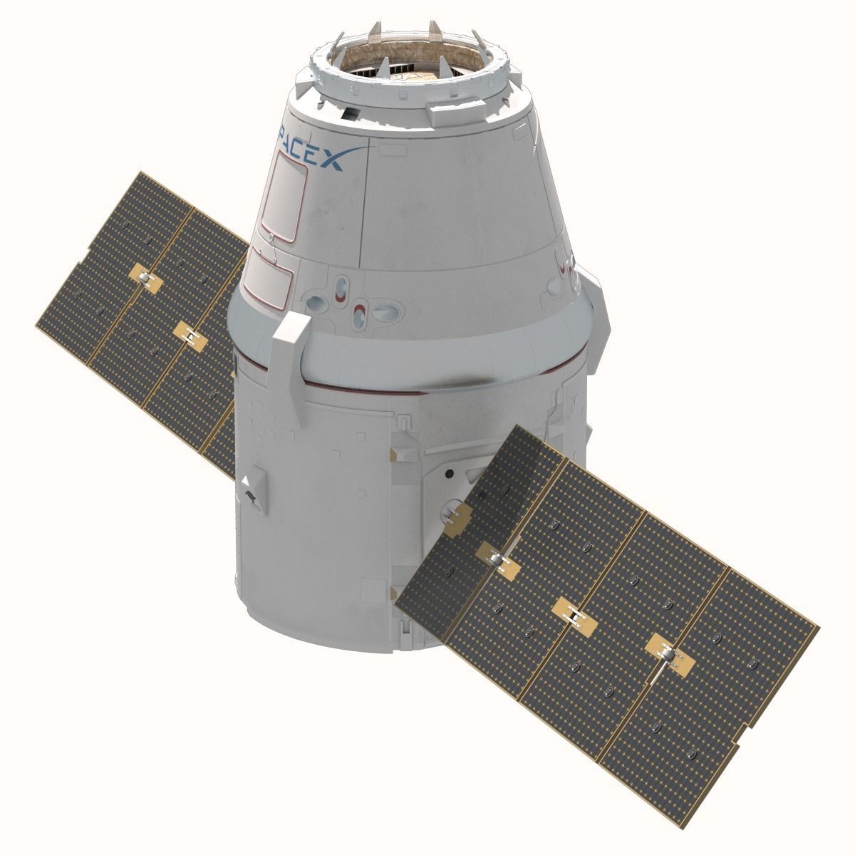 SpaceX Falcon 9 and Dragon Cargo Capsule 3D model_24