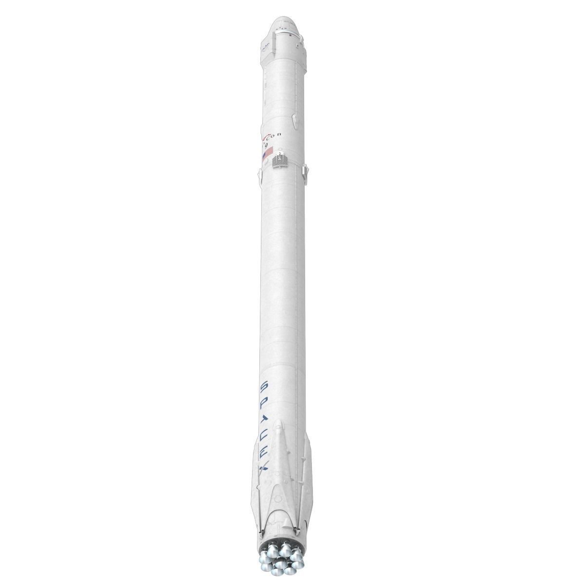 SpaceX Falcon 9 and Dragon Cargo Capsule 3D model_4