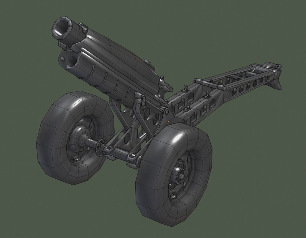 Howitzer M116 Low-poly 3D model_1