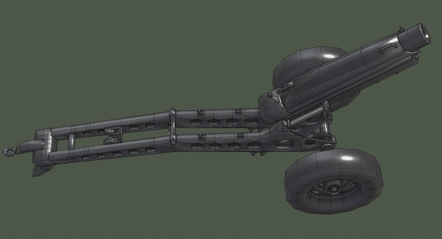 Howitzer M116 Low-poly 3D model_5