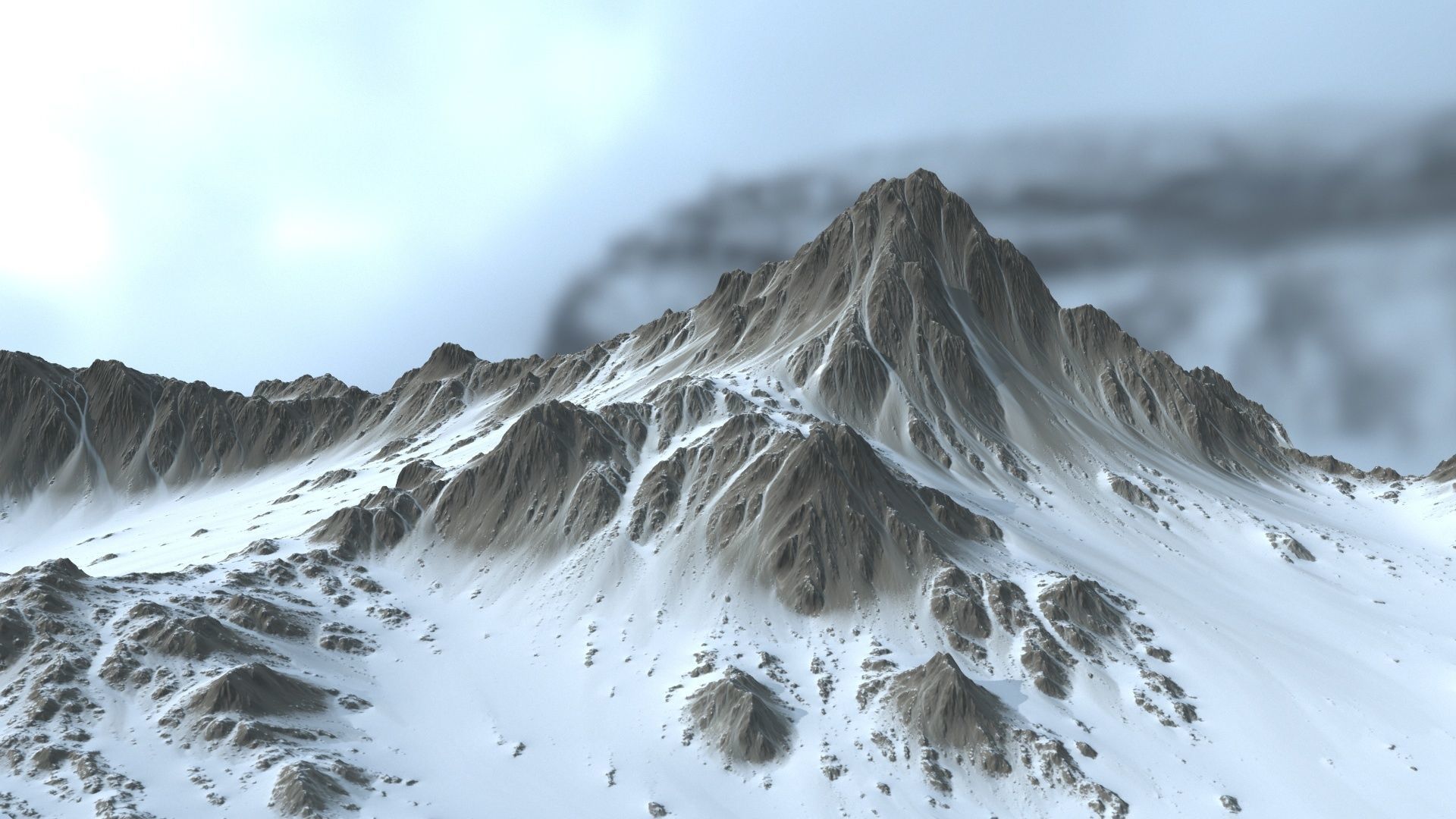 Snow  Mountain Low-poly 3D model_1