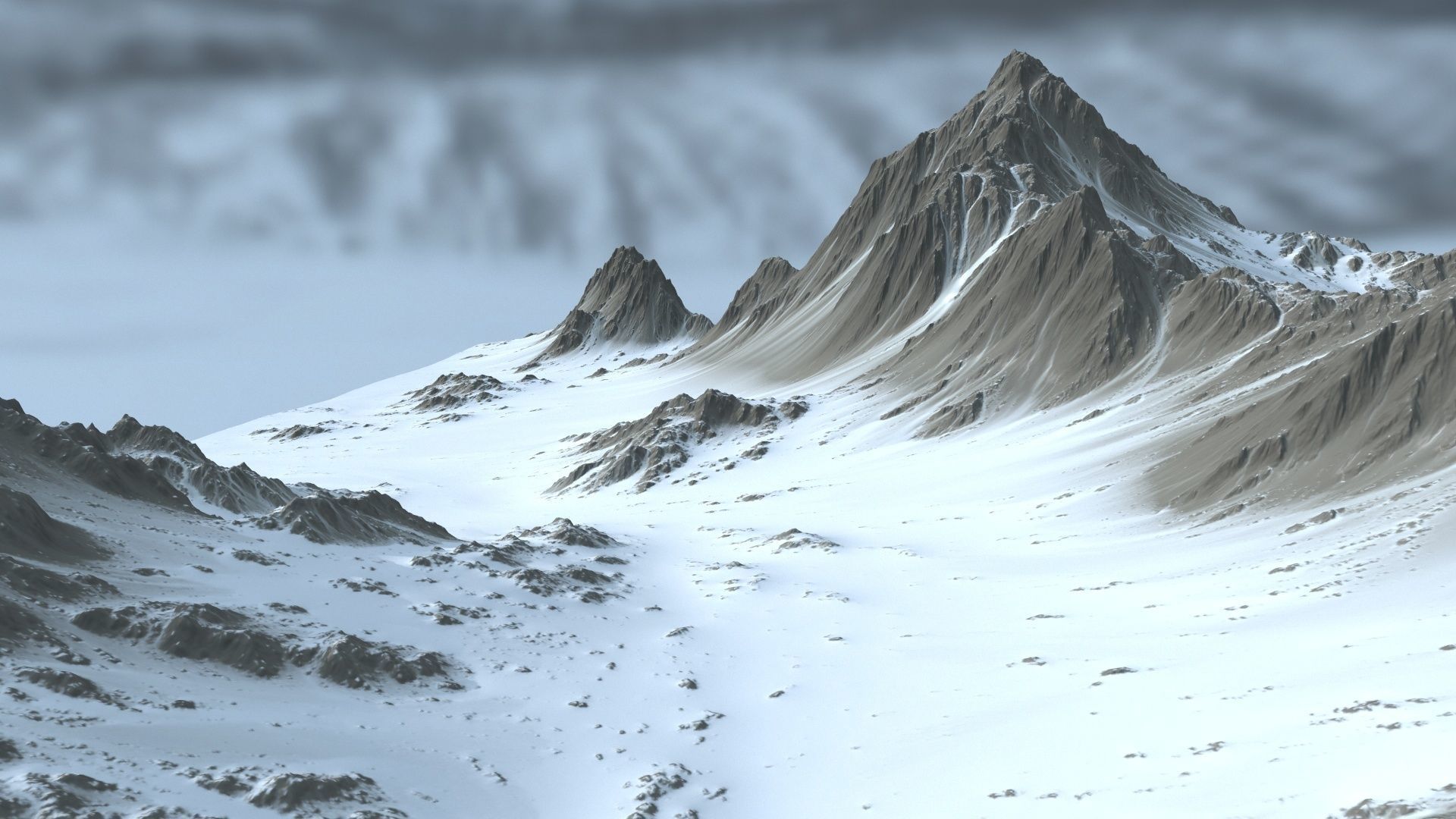 Snow  Mountain Low-poly 3D model_2