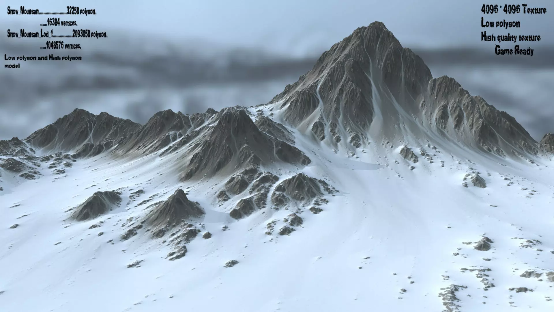 Snow  Mountain Low-poly 3D model_0