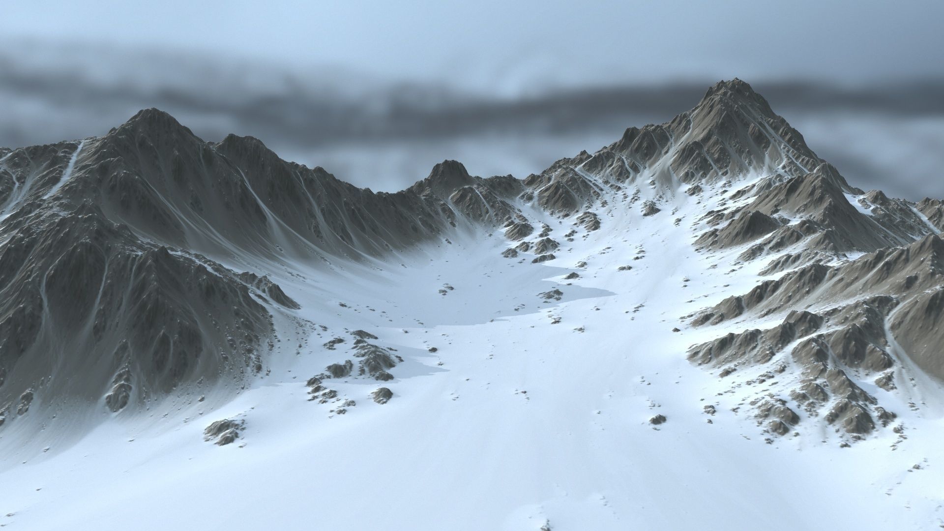 Snow  Mountain Low-poly 3D model_3