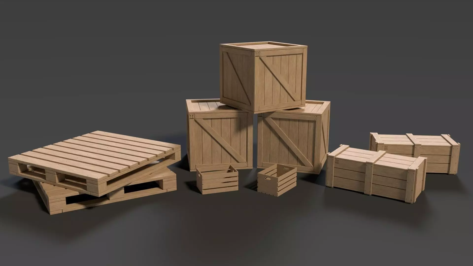 Crates Pack Low-poly 3D model_0