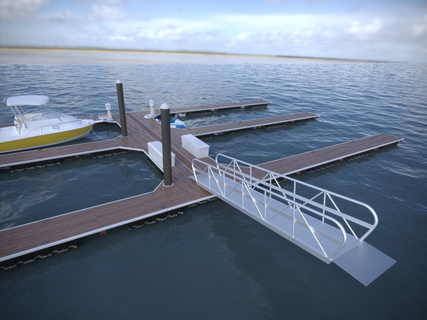 Marina - Boat Slips - Floating Dock - Deluxe 3D model_5