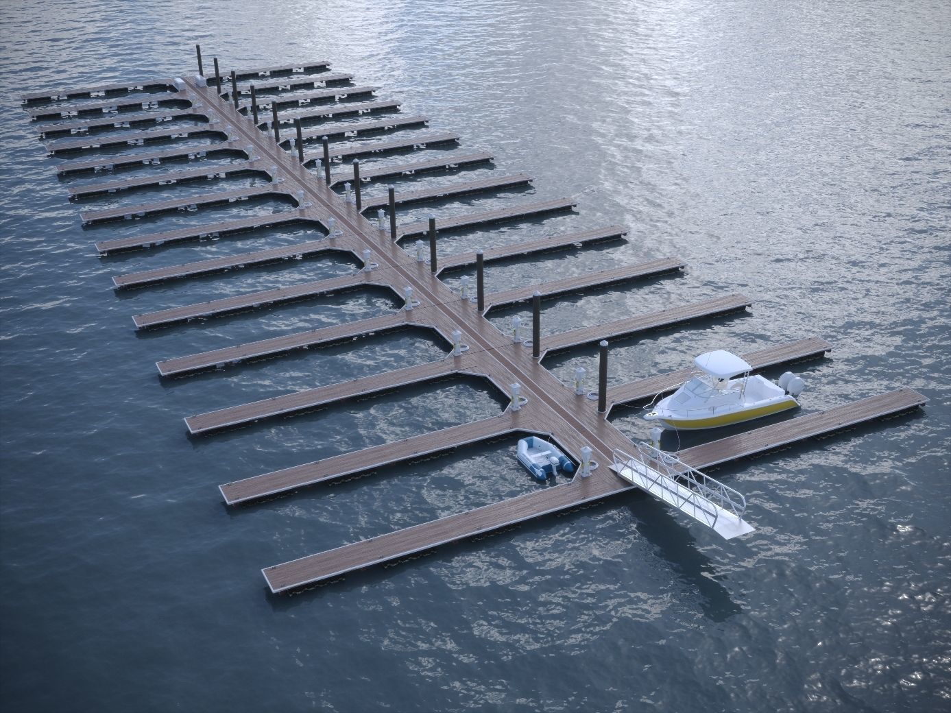 Marina - Boat Slips - Floating Dock - Deluxe 3D model_8