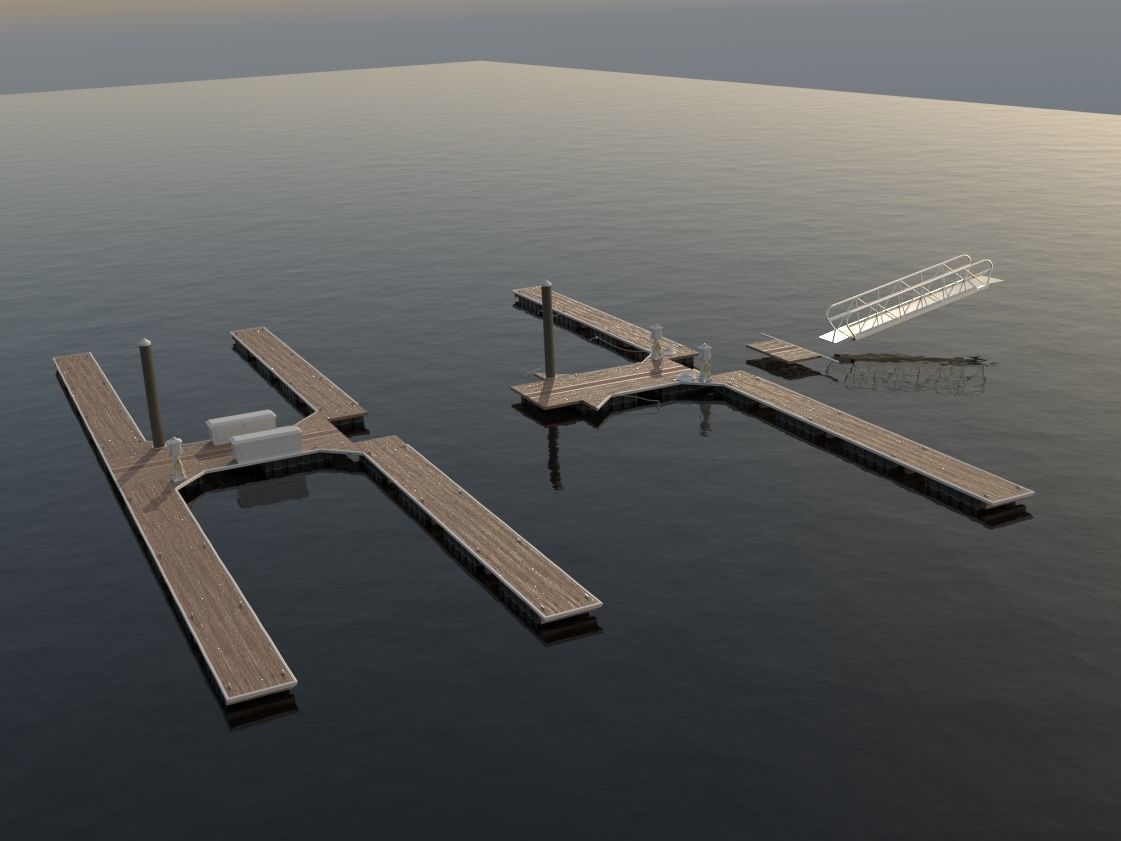 Marina - Boat Slips - Floating Dock - Deluxe 3D model_38