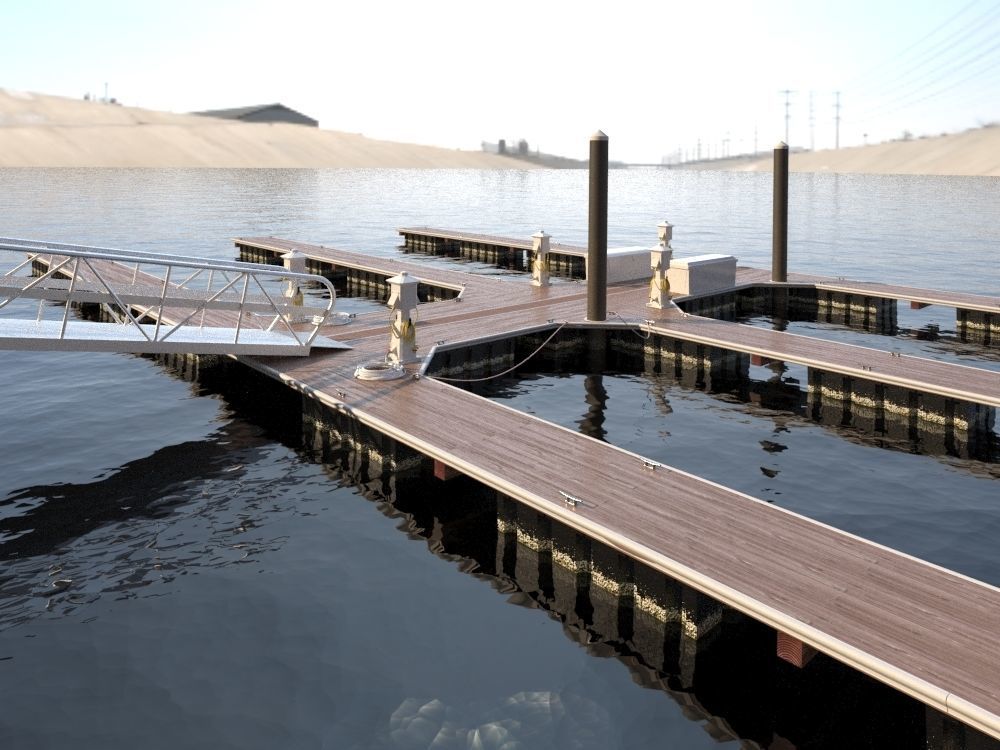 Marina - Boat Slips - Floating Dock - Deluxe 3D model_22