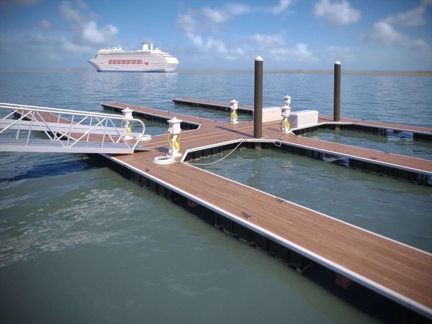 Marina - Boat Slips - Floating Dock - Deluxe 3D model_19