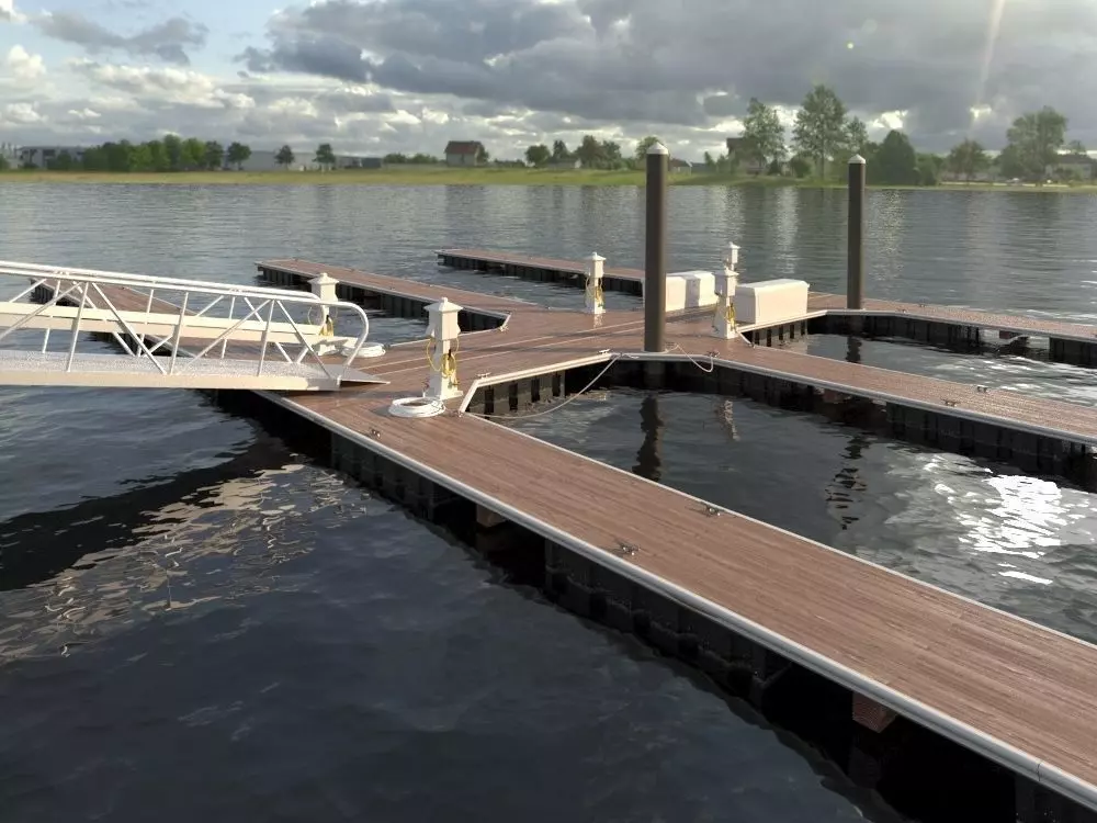 Marina - Boat Slips - Floating Dock - Deluxe 3D model_0
