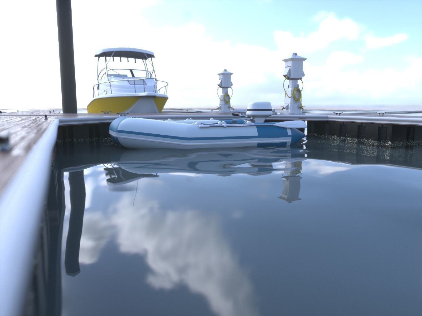 Marina - Boat Slips - Floating Dock - Deluxe 3D model_23