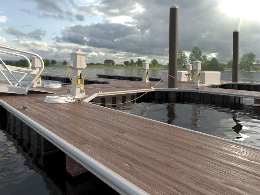 Marina - Boat Slips - Floating Dock - Deluxe 3D model_24