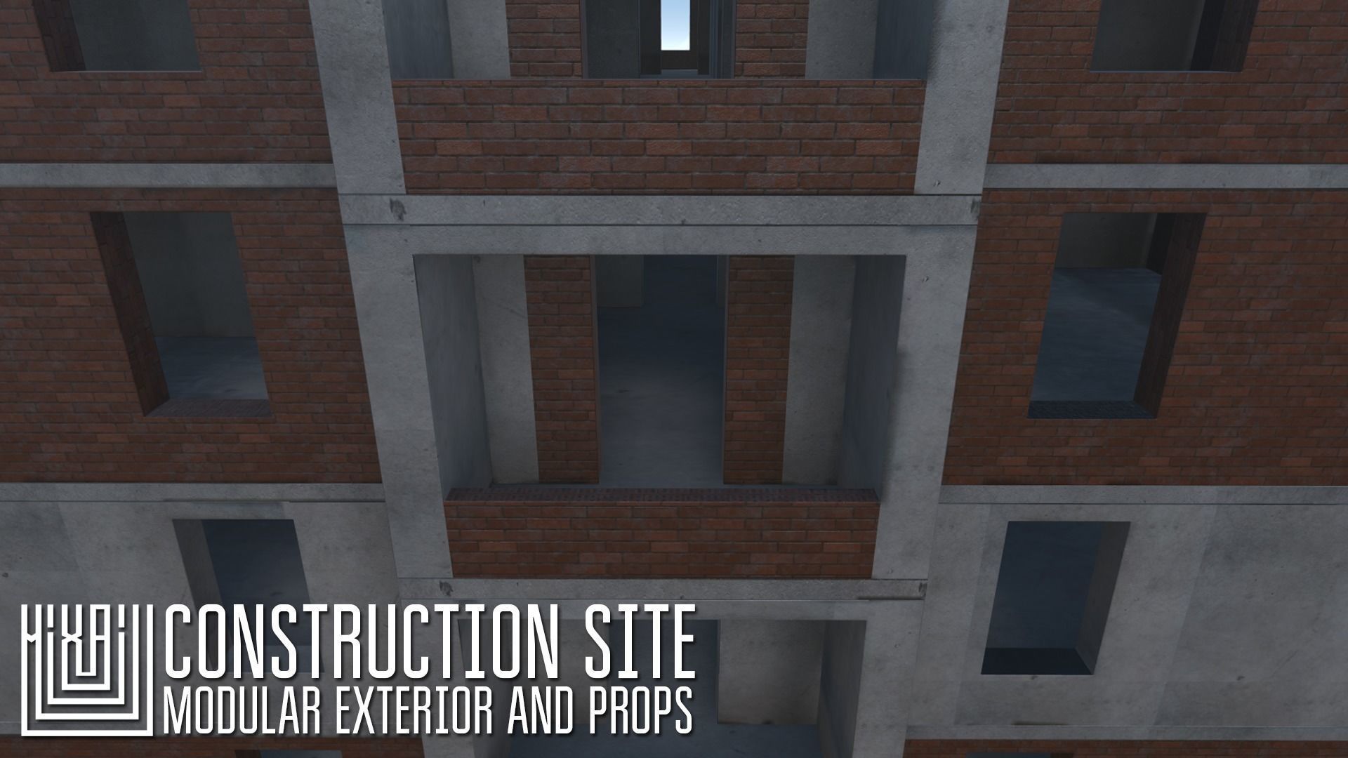 Construction site - modular exterior and props Low-poly 3D model_4