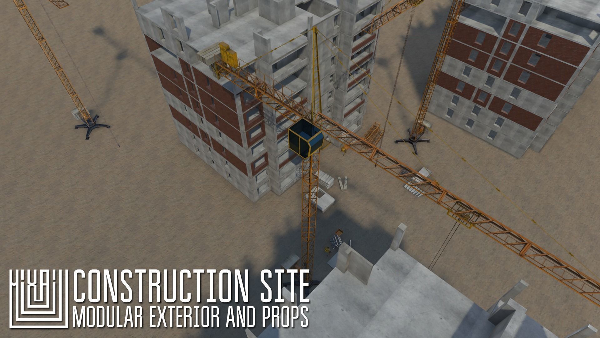 Construction site - modular exterior and props Low-poly 3D model_5