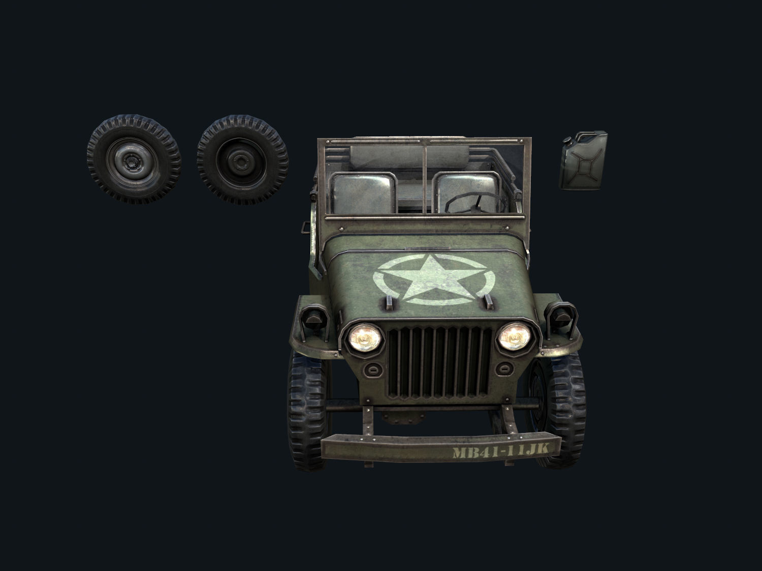 Low Poly Willys MB Low-poly 3D model_5